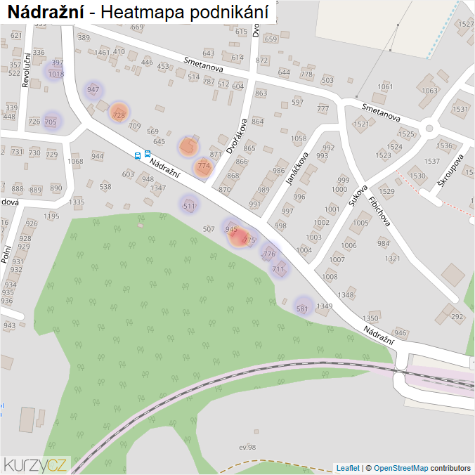 Mapa Nádražní - Firmy v ulici.