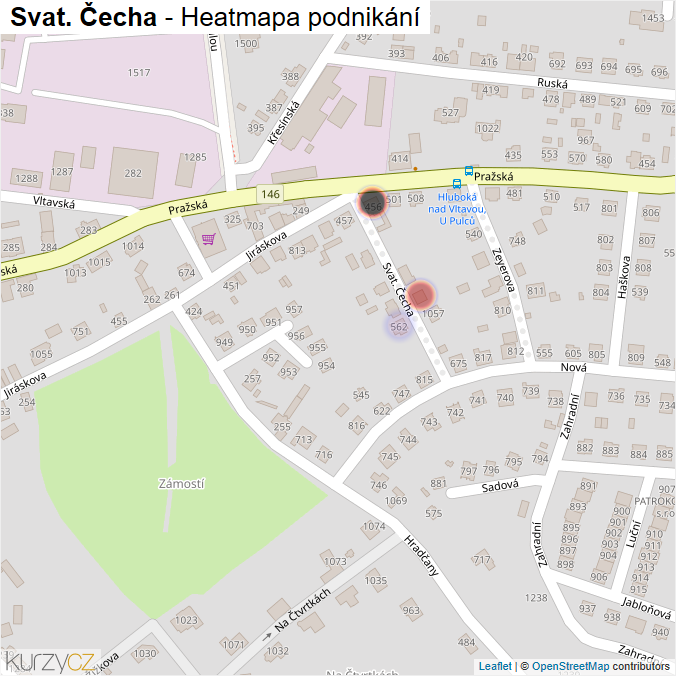 Mapa Svat. Čecha - Firmy v ulici.