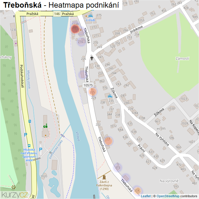 Mapa Třeboňská - Firmy v ulici.