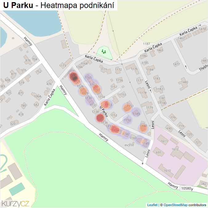 Mapa U Parku - Firmy v ulici.
