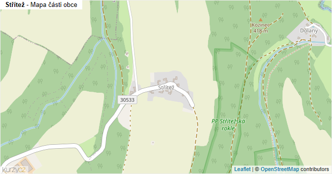 Střítež - mapa části obce