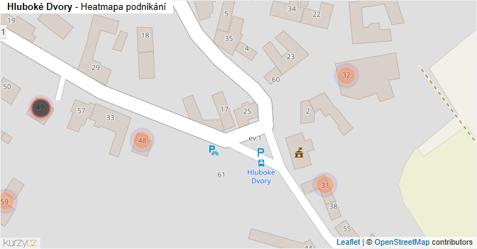 Hluboké Dvory - mapa podnikání