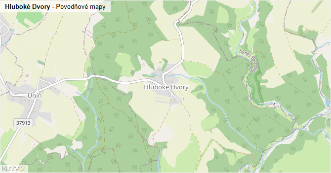 Hluboké Dvory - záplavové mapy stoleté vody