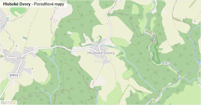 Hluboké Dvory - záplavové mapy stoleté vody