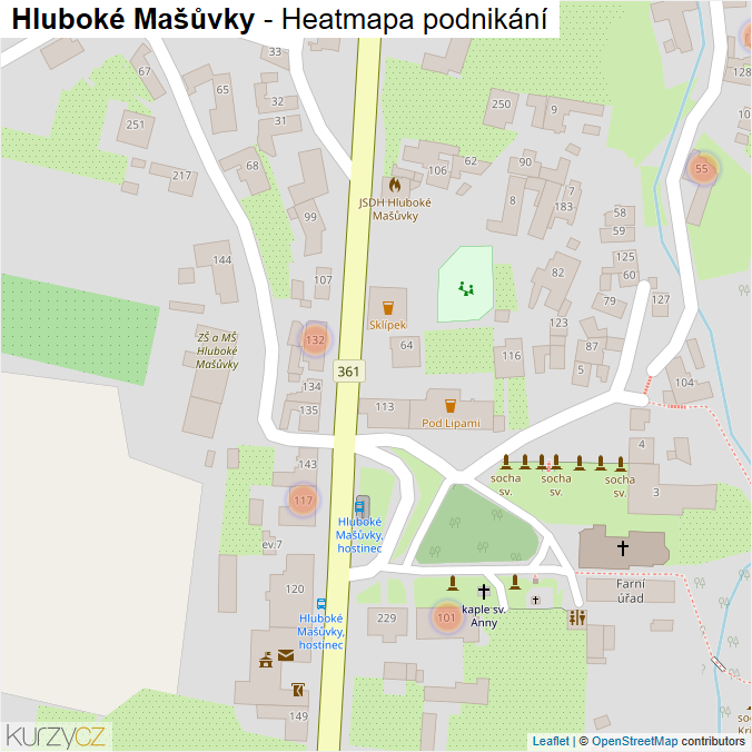 Mapa Hluboké Mašůvky - Firmy v obci.