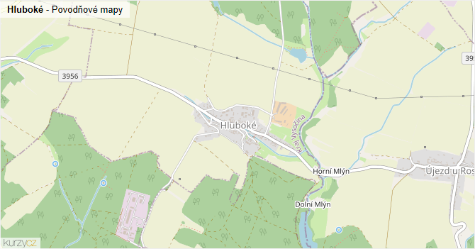 Hluboké - záplavové mapy stoleté vody