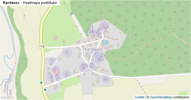 Kardavec - mapa podnikání