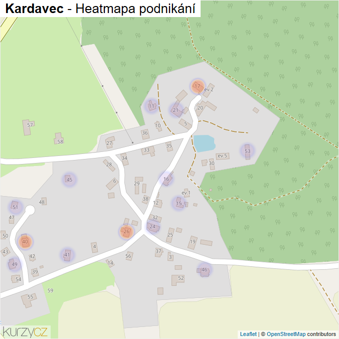Mapa Kardavec - Firmy v části obce.