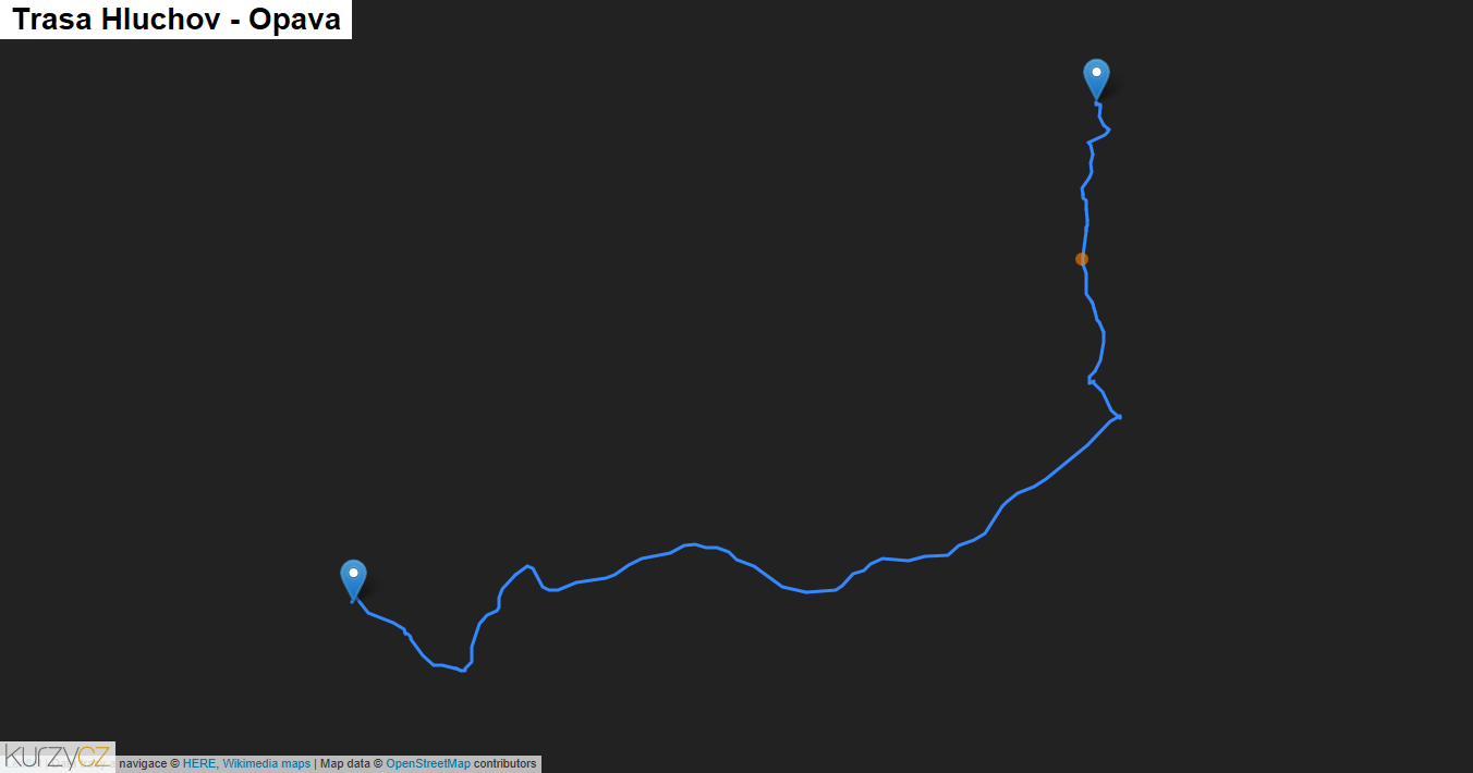 Hluchov-Opava, mapa trasy