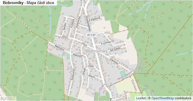 Bobrovníky - mapa části obce