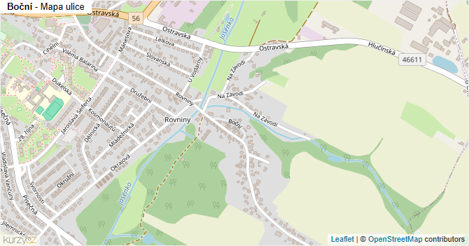 Boční - mapa ulice