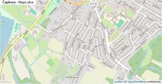 Čapkova - mapa ulice