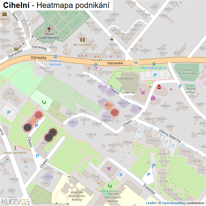 Mapa Cihelní - Firmy v ulici.