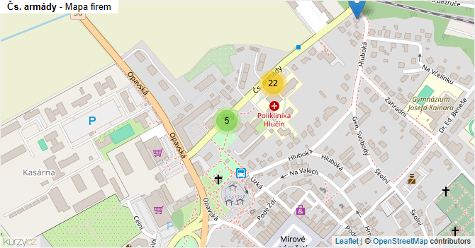 Čs. armády - mapa firem