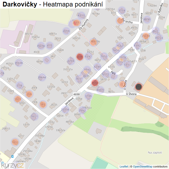 Mapa Darkovičky - Firmy v části obce.