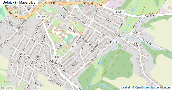 Dělnická - mapa ulice