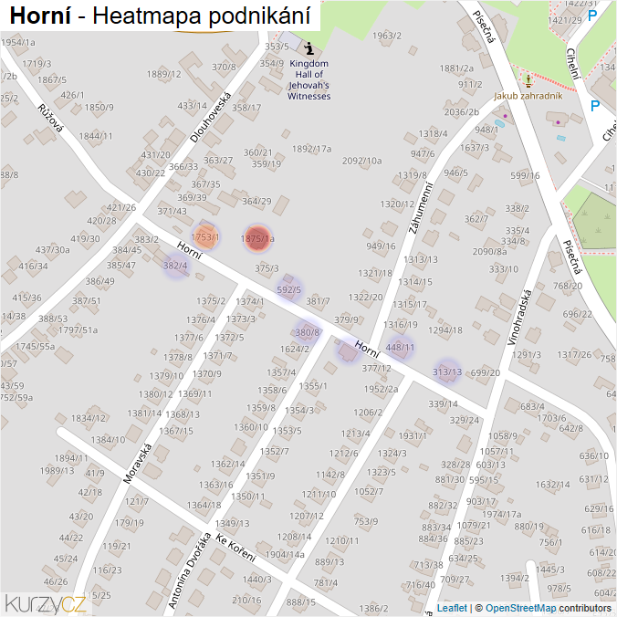 Mapa Horní - Firmy v ulici.