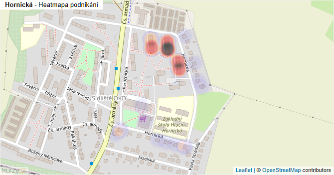 Hornická - mapa podnikání