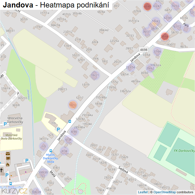 Mapa Jandova - Firmy v ulici.