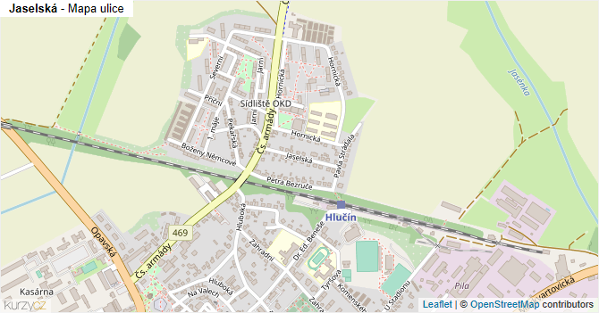 Jaselská - mapa ulice