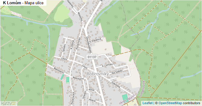 K Lomům - mapa ulice