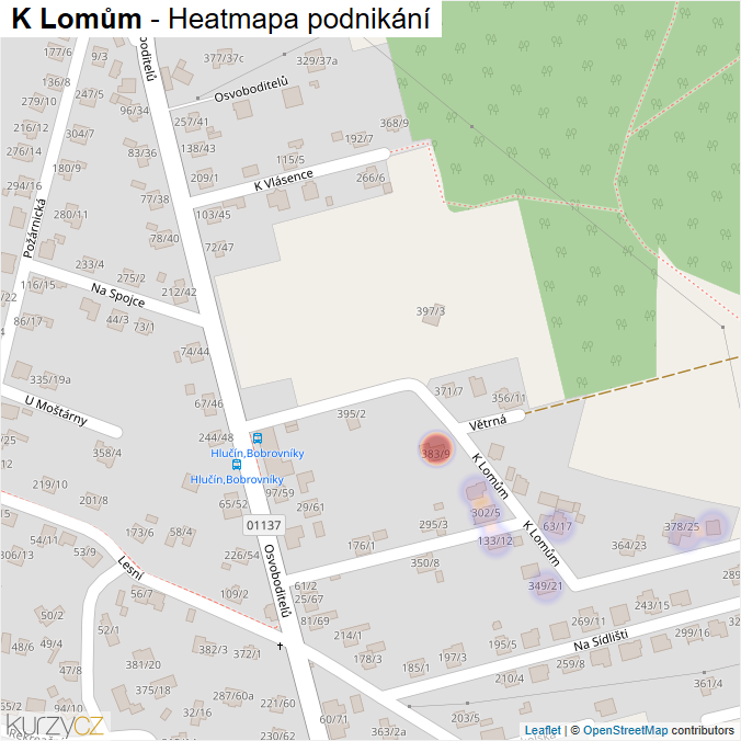 Mapa K Lomům - Firmy v ulici.