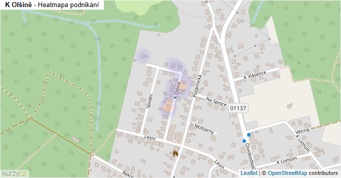 K Olšině - mapa podnikání