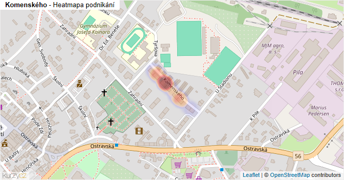 Komenského - mapa podnikání