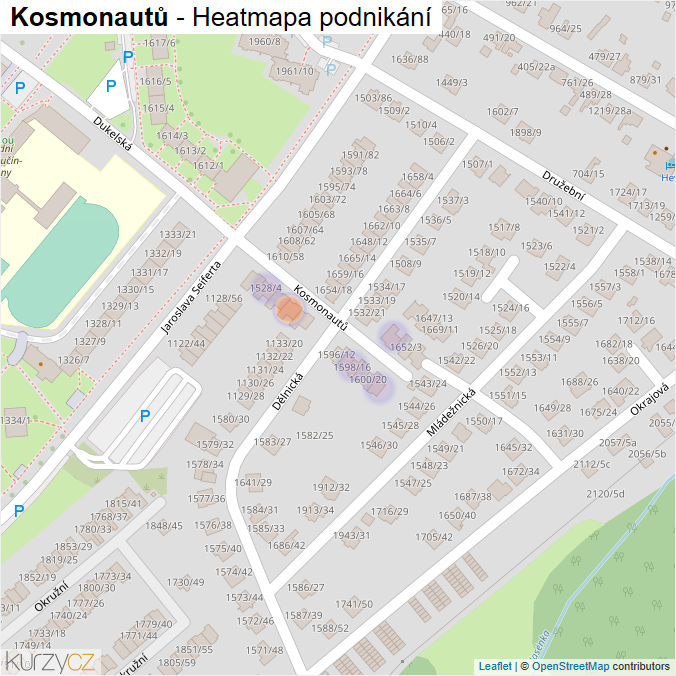 Mapa Kosmonautů - Firmy v ulici.