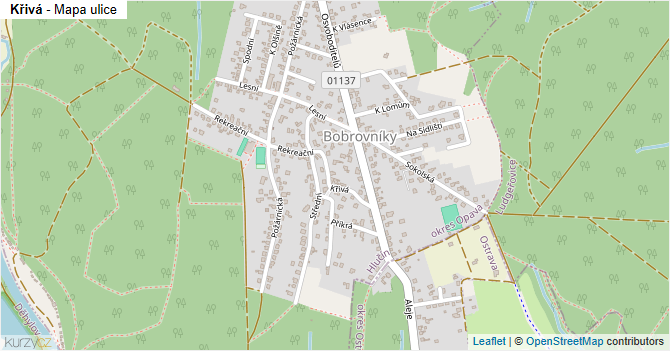 Křivá - mapa ulice