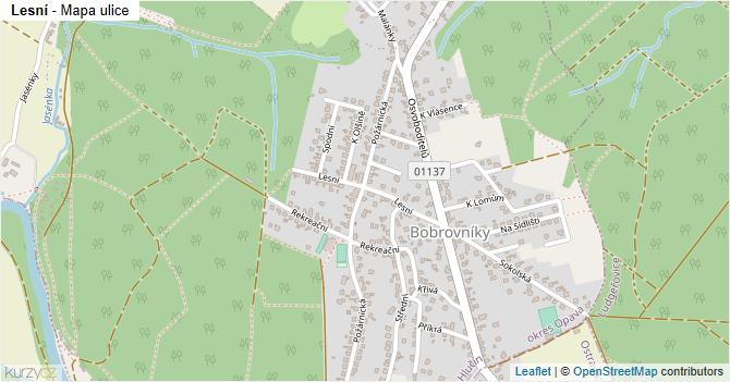 Lesní - mapa ulice