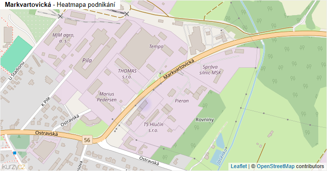 Markvartovická - mapa podnikání