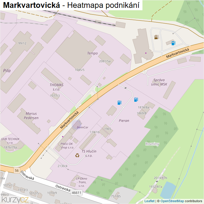 Mapa Markvartovická - Firmy v ulici.