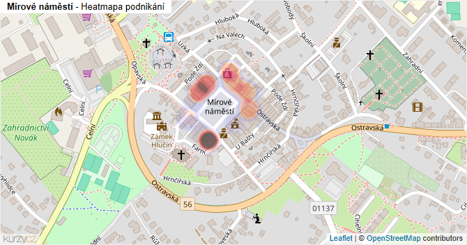 Mírové náměstí - mapa podnikání