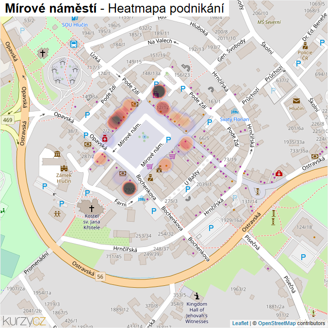 Mapa Mírové náměstí - Firmy v ulici.