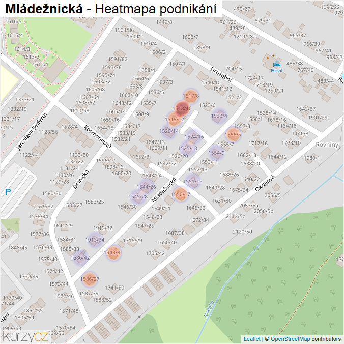 Mapa Mládežnická - Firmy v ulici.