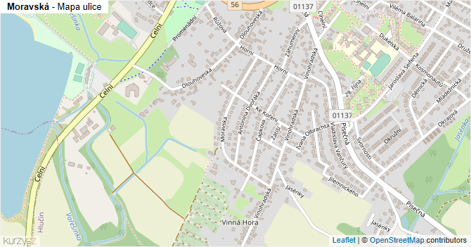 Moravská - mapa ulice