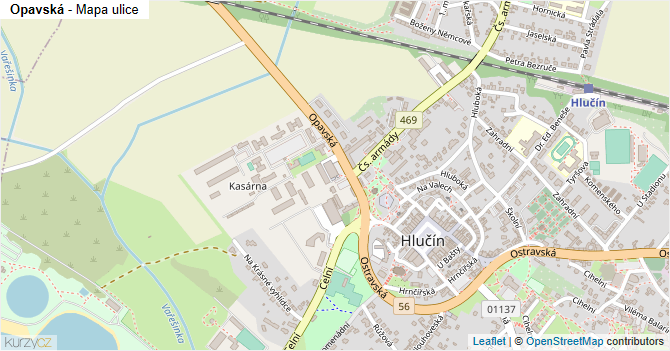 Opavská - mapa ulice