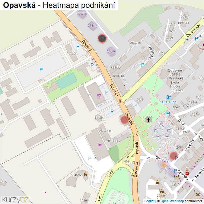 Mapa Opavská - Firmy v ulici.