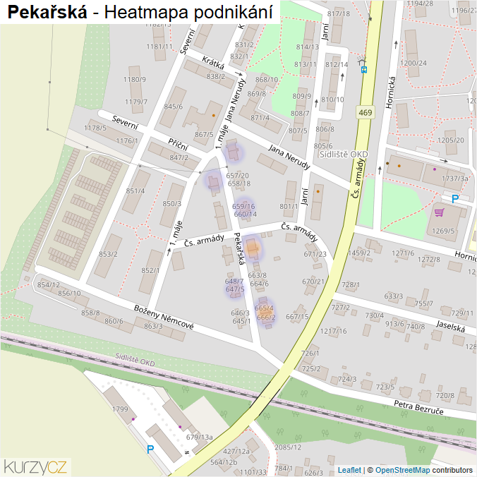 Mapa Pekařská - Firmy v ulici.