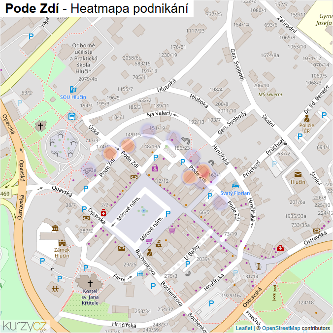 Mapa Pode Zdí - Firmy v ulici.