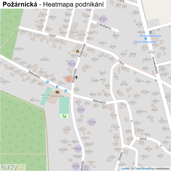 Mapa Požárnická - Firmy v ulici.