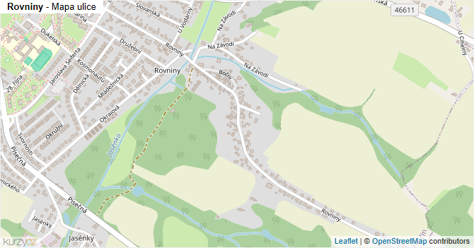 Rovniny - mapa ulice