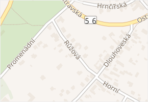 Růžová v obci Hlučín - mapa ulice