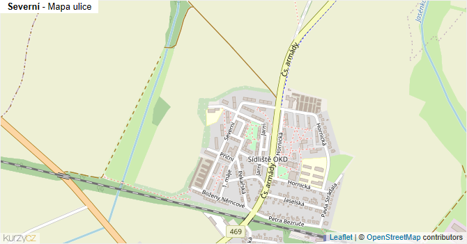 Severní - mapa ulice