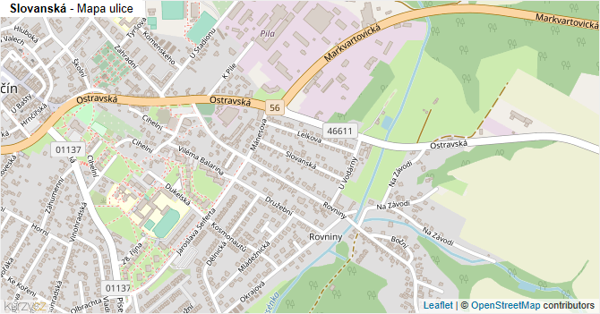 Slovanská - mapa ulice