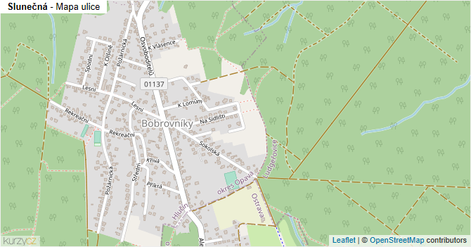 Slunečná - mapa ulice