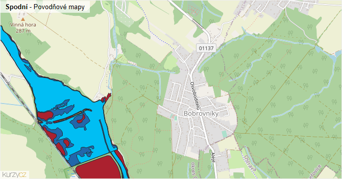 Spodní - záplavové mapy stoleté vody