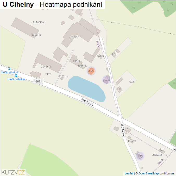 Mapa U Cihelny - Firmy v ulici.