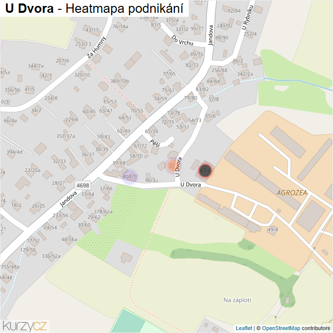 Mapa U Dvora - Firmy v ulici.